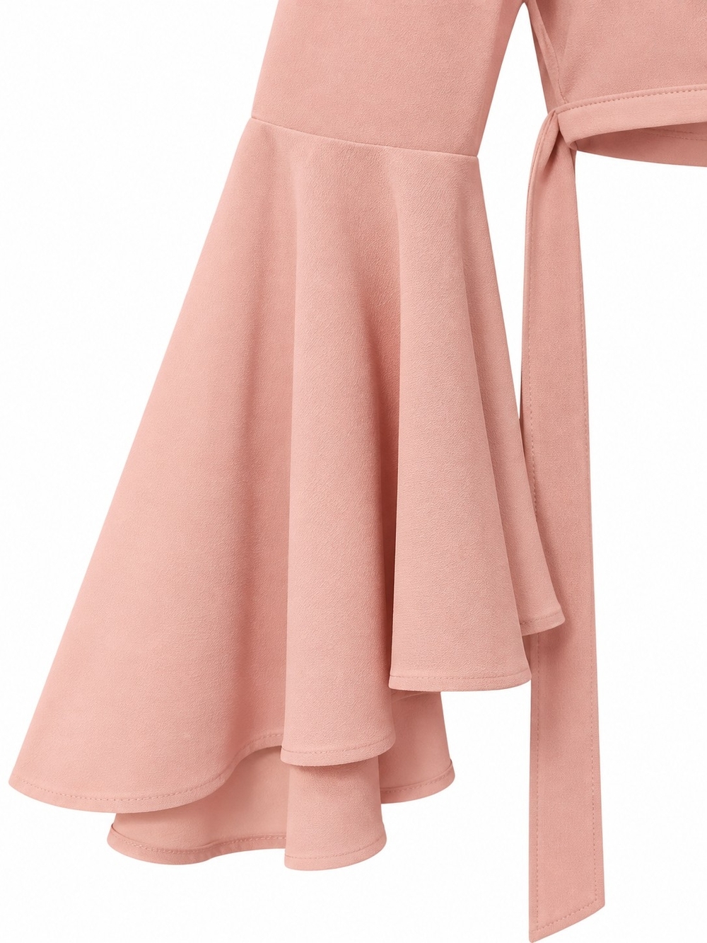 SHEIN Blush Pink Wrap Crop Top with Flared Bell Sleeves - Picture 5 of 6